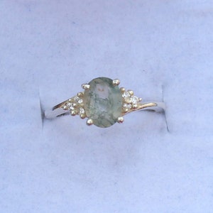 Natural Green Moss Agate Ring- 925 Sterling Silver Engagement Ring For Women- Promise Ring Green Gemstone Anniversary Gift For Her