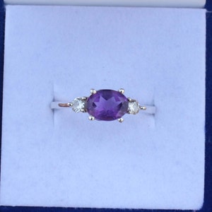 Amethyst Ring Natural Gemstone Ring 925 Sterling Silver Oval Designer Ring February Birthstone Anniversary Gift Purple Stone Ring