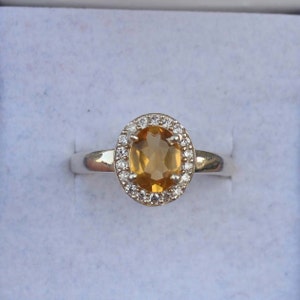 Handmade Oval Citrine Ring: 925 Sterling Silver Birthstone Ring