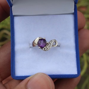 Handmade Amethyst Ring: Dainty 925 Sterling Silver Birthstone Ring