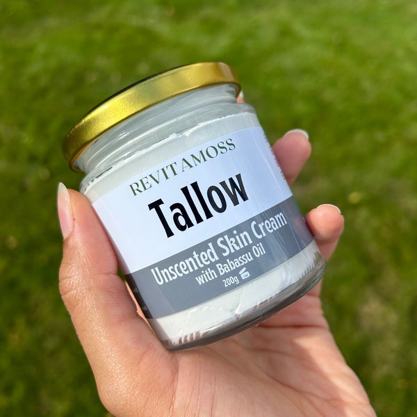 Tallow, Grass-Fed, Halal Tallow, Whipped & 100% Natural for all uses (200g) - Unscented + Lavender, Rose, Sweet Orange