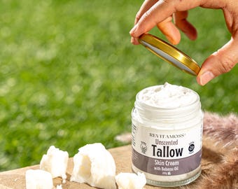 Whipped Tallow Cream | Halal Tallow | Farm Batch | 2-ingredients | Beef Tallow Moisturiser with Optional Scents | 200g Glass Jar