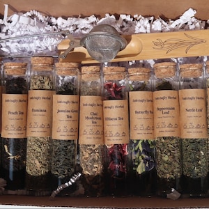 10 Loose Leaf Organic Tea Sampler Gift Set,  Tea Lover Gift, Birthday Gift Box, Gift for Her, Mom, Sister, Herbal Tea, Autumn, Xmas Gift Set