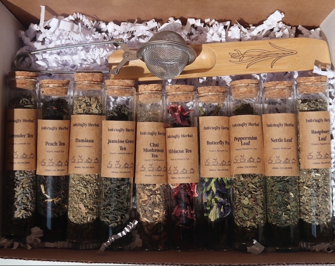 10 Loose Leaf Tea Sampler Gift Set, Birthday Gift Box, Mom, Sister, Gift for Her, Sister, Herbal Tea, Tea Lover Gift, Fall Gift Set