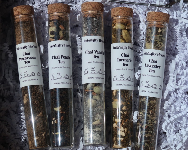 Chai Tea Set 5 Chai Tea Blends Lavender Peach Vanilla Etsy