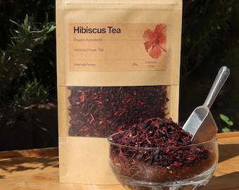 Chá de flor de hibisco orgânico | Chá de hibisco | Qualidade culinária | Chás de ervas | Ervas naturais | Seco orgânico