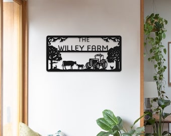 Custom Farmville Metal Sign Art, Farmville Name Sign, Wall Art Decor, Modern Sign Art, Farm Metal Decor,  Gift for Family Name, Wall Art