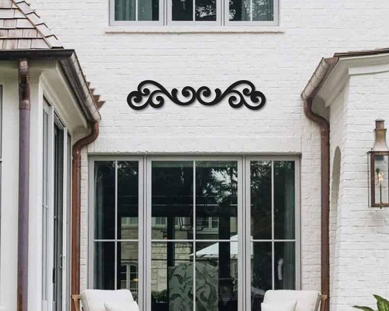 Fancy Metal Scroll Wall Decor, Metal Wall Art, Wall Hangings, Farmhouse Wall Decor, Outdoor Wall Decor, Above Door Decor, Rustic Wall Art image 1