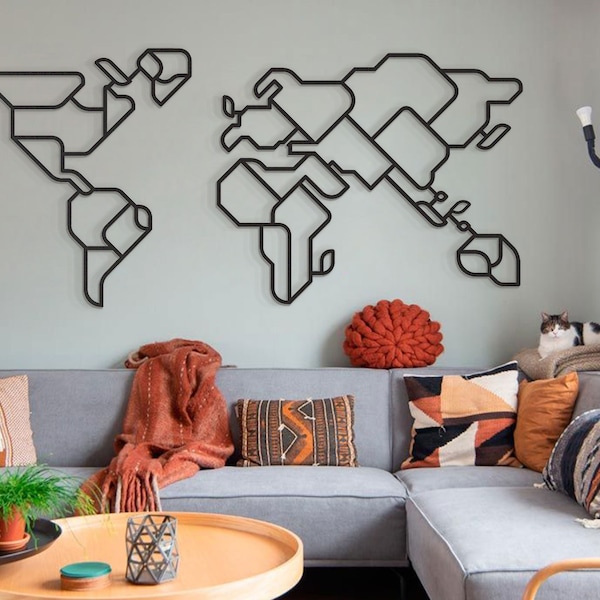 Metal World Map - Etsy