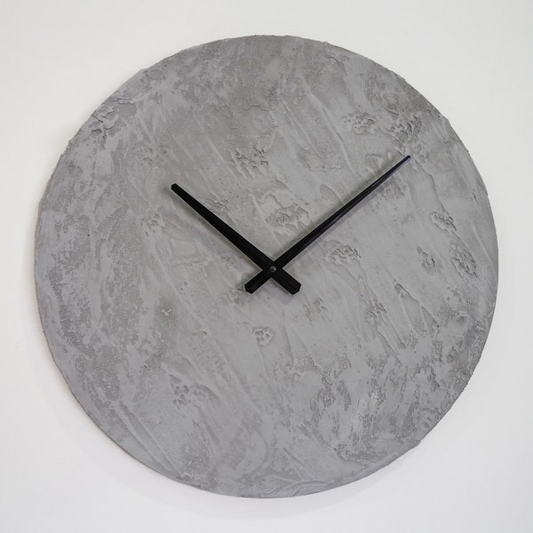 Unique Wall Clock, Textured Silent Metal Wall Clock, Modern Grey Wall Clock, Clocks for Wall, Living Room Decor, Wanduhr, Horloge Murale
