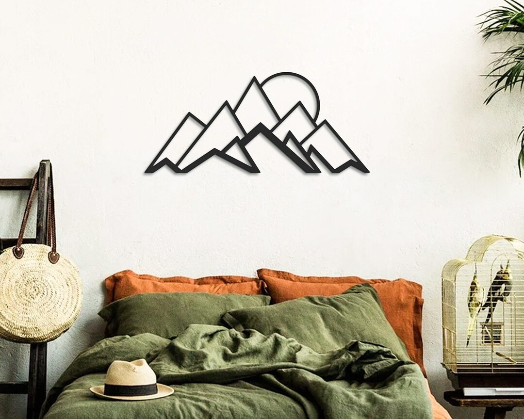 Mountain Wall Art Metal Minimalist Mountain Wall Decor Etsy
