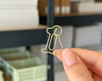 Goldene Büroklammern Hund | 5 Stück | Metall Büroklammern | Binder Clips | Stationery