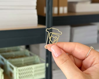 Goldene Büroklammern Kaffeebecher | 5 Stück | Metall Büroklammern | Binder Clips | Stationery