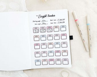 Weight tracker | Stick-In-Page | A5 format | Tracker | Weight diary | Colored or Black & White