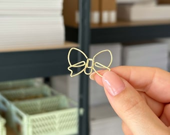 Goldene Büroklammern Schleife | 5 Stück | Metall Büroklammern | Binder Clips | Stationery