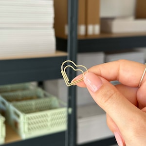 Goldene Büroklammern Herz | 5 Stück | Metall Büroklammern | Binder Clips | Stationery