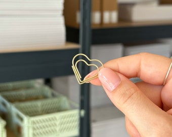 Golden paper clips heart | 5 Pieces | Metal Paper Clip | Binder Clips | Office Supplies | Stationery