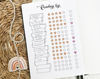 Reading log | Stick-In-Page | A5 format | Tracker | Reading Journaling | Colored or Black & White