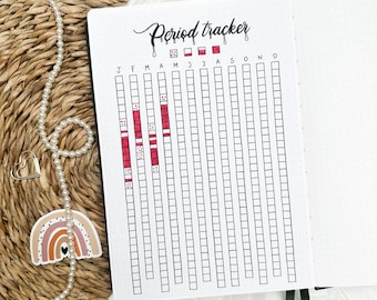 Period tracker | Stick-In-Page | A5 format | Tracker | Reading Journaling | Colored or Black & White