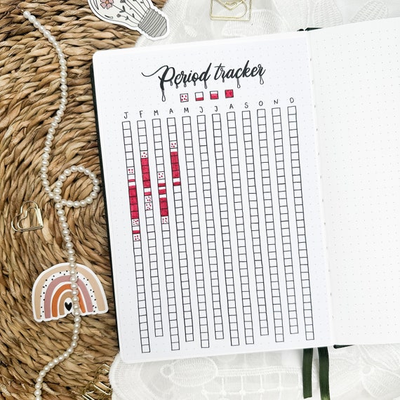 Perioden Tracker | Klebeseite | A5 Format | Tracker zum Einkleben | Farbig oder in Schwarz-Weiß