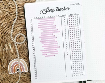 May include: A sleep tracker for the month of November. The tracker has a column for hours slept and a column for energy levels. The hours slept column has a pink bar graph showing the number of hours slept each day. The energy levels column has a grid of circles that can be filled in to indicate energy levels.