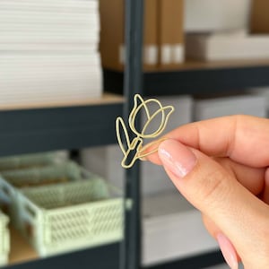 Graffette dorate tulipano | 5 pezzi | Graffette metalliche | Clip per raccoglitori | Cartoleria