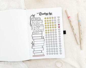 Reading log | Stick-In-Page | A5 format | Tracker | Reading Journaling | Colored or Black & White