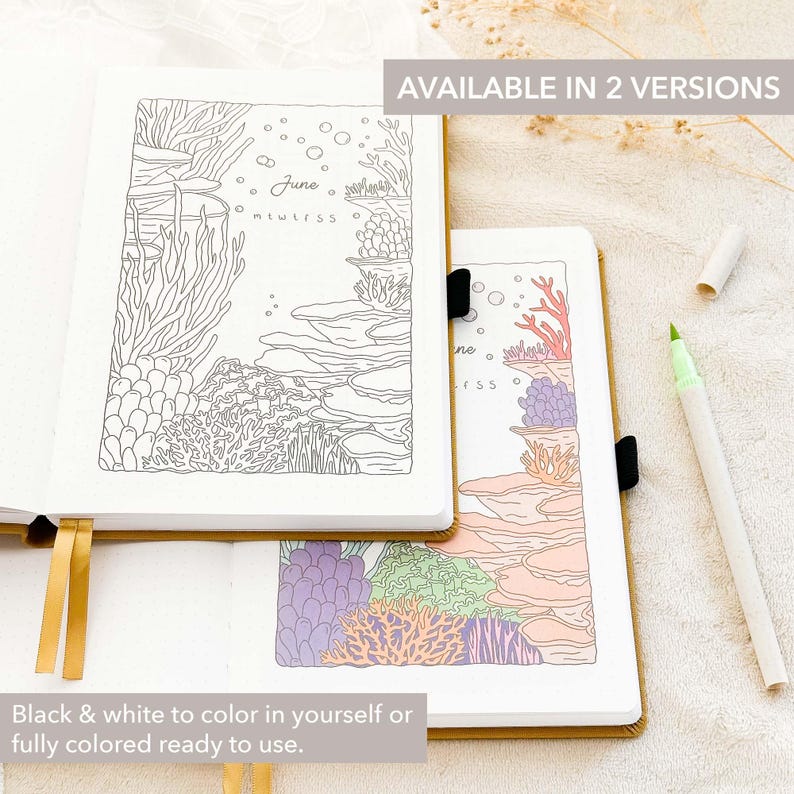 Premade Bullet Notebook | A5 Journal | Undated Planner | Personalized | Weekly spreads & monthly themes | 224 hand-drawn pages image 5