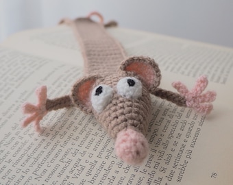 Cottagecore Rat 3D Bookmark, Crochet Bookmark, Gift for a Booklover, Rat Lover, Children Animal Bookmark, Soft Unique Bookmark, Rats, Mice