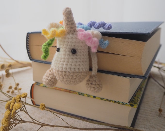 Rainbow Unicorn 3D Bookmark, Kid Bookmark, Unicorn Gift for Daughter, Animal Bookmark, Book Gift for Kid, Soft Plush Bookmark, LGBT Bookmark