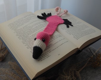 Pink Flamingo Bookmark, Animal Plush Bookmark for Bookworm, Teacher Bookmark, Reader Gift, Marque Page, Flamingo Gift, Handmade Bookmark