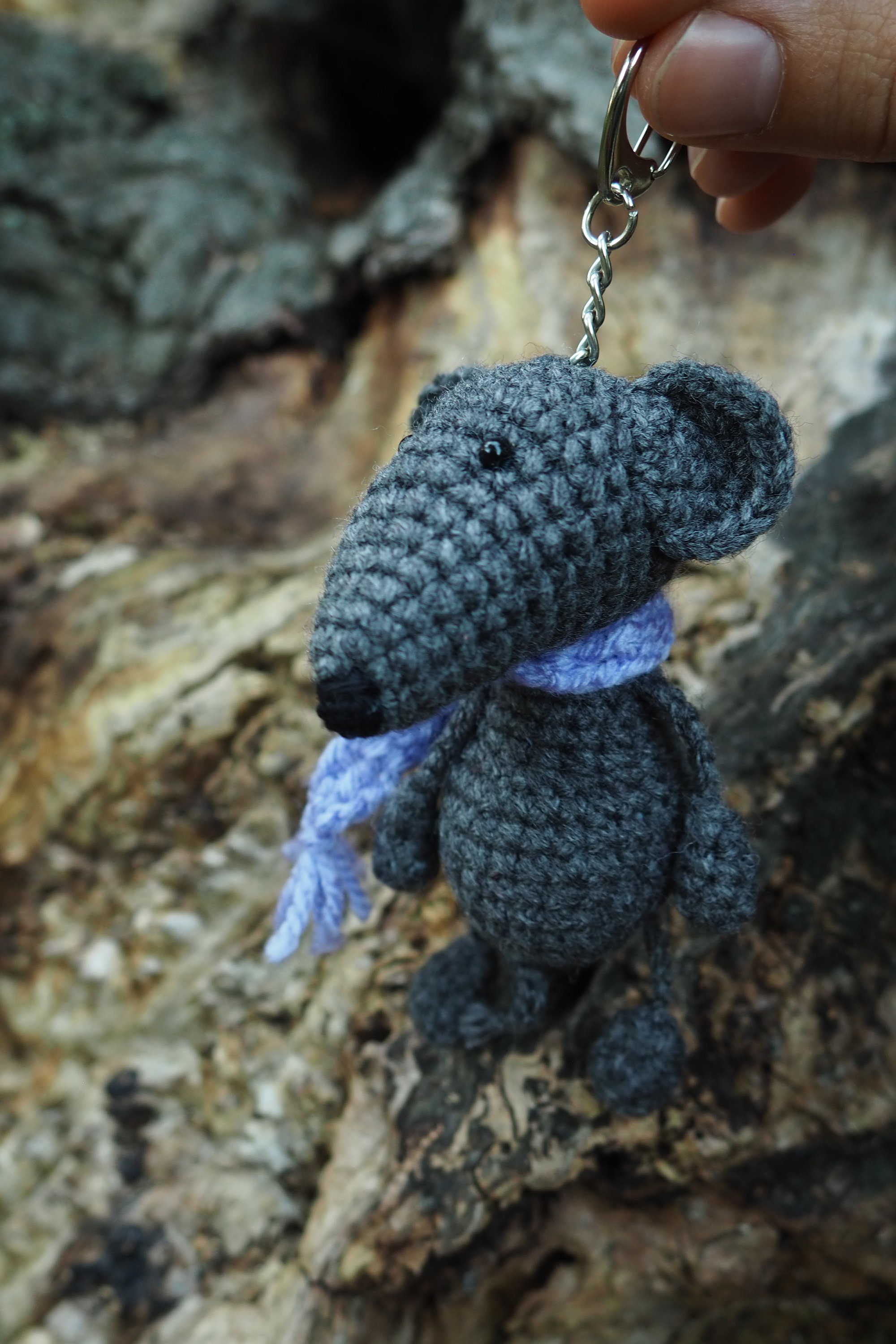 Porte-clés rat gris, cadeau souris au crochet pour enfant, porte clé ...