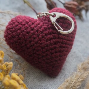 Handmade Heart Keychain Gift for Her, Gift for Girlfriend, Cute Keyring for Women, Gift for Girlfriend, Crochet Heart, Mother&#39;s Day Gift