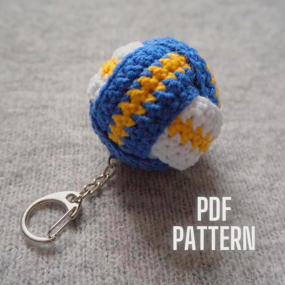 Crochet Volleyball Keychain PDF Pattern, PDF Tutorial for Begginers, Easy Crochet Pattern in English, DIY Volleyball Keyring Tutorial