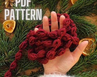 Crochet Christmas Garland PDF Pattern, PDF Tutorial for Beginners, Easy Crochet Pattern in English, DIY Christmas Cottagecore Decoration