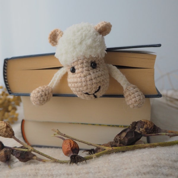 Marque-page 3D Cottagecore Sheep, Marque-page animal pour enfants, Cadeau de livre pour un lecteur, Marque-page en peluche douce, Cadeau Bookstagram, Marque-page au crochet