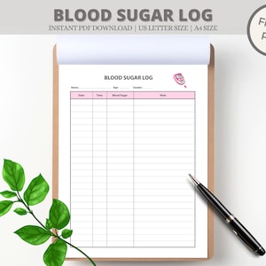 Zuckerspiegel (einfache Version) Diabetes Printable, Sugar Tracker, Diabetiker Log, Diabetes Tracker, Editierbarer PDF Download, Traubenzucker