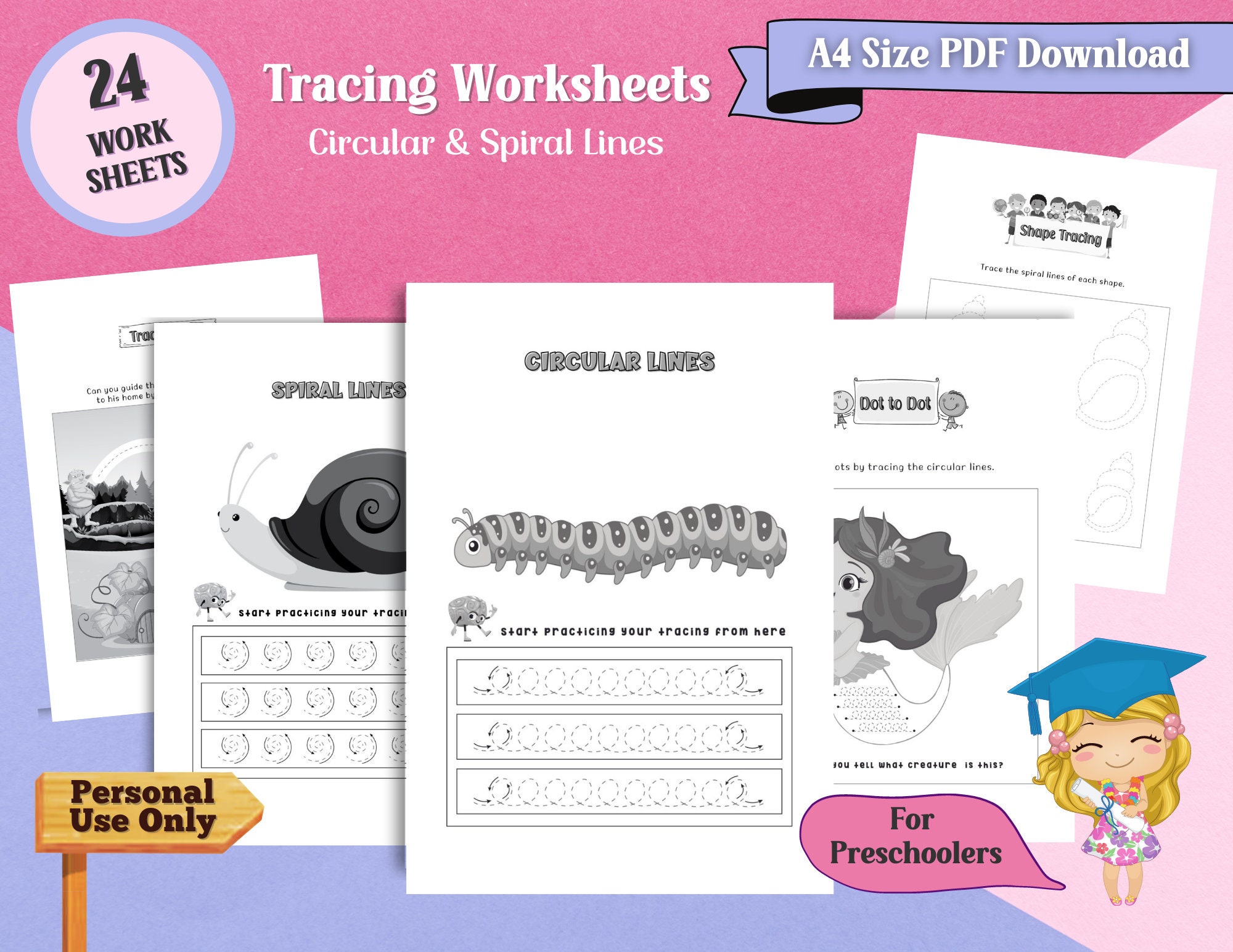 printable pre writing line tracing practice for toddlers etsy