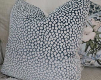 Torrey Sky Blue Animal Print Dot Pillow Cover
