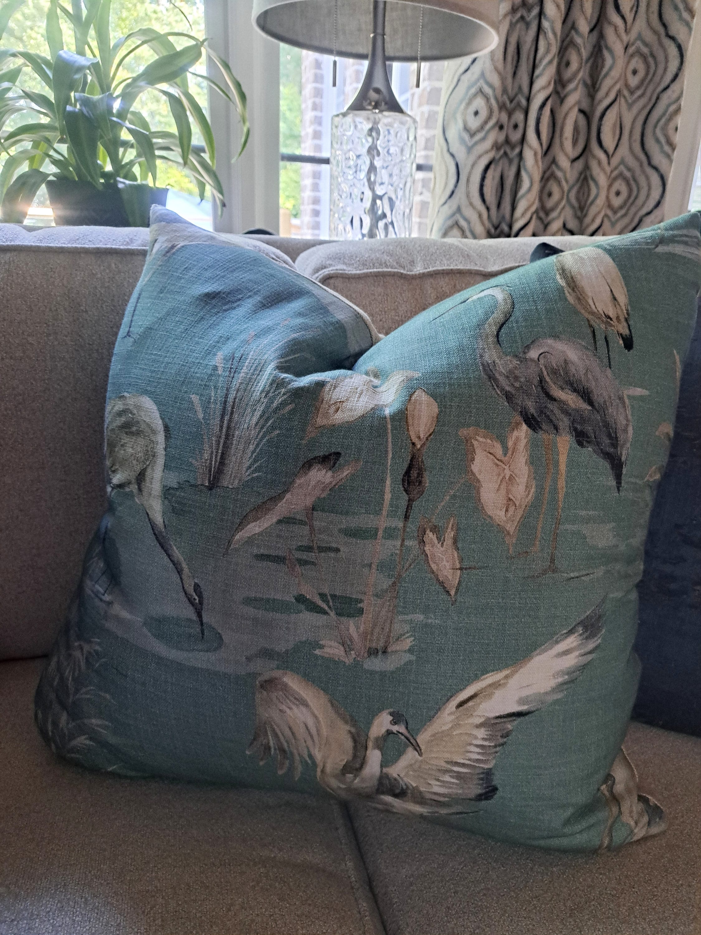 Heron and Seagrass Print Pillow Cover