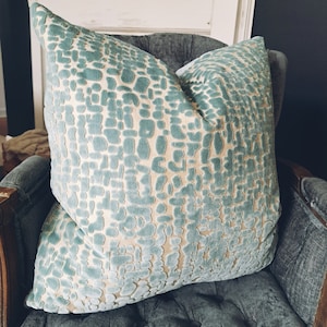 Light blue geometric dot velvet pillow covers