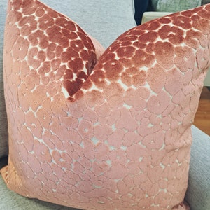 Large Coral Leopard print velvet pillow cover