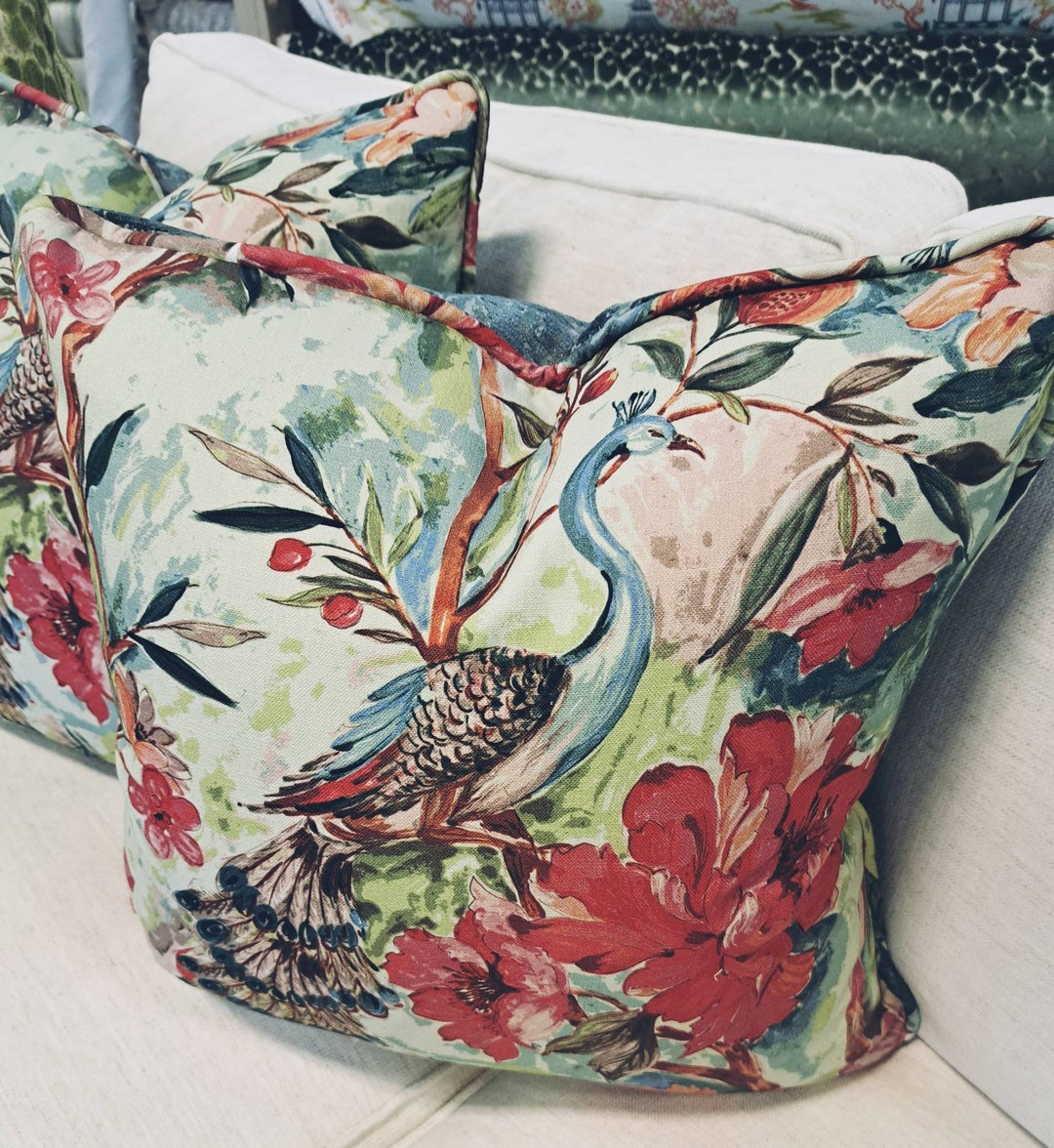 Linen pillow cover Peacock green main image 0