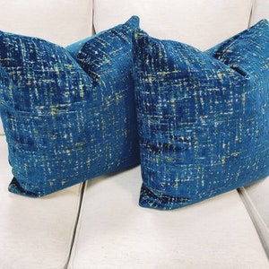 Blue Green velvet pillow cover cut velvet