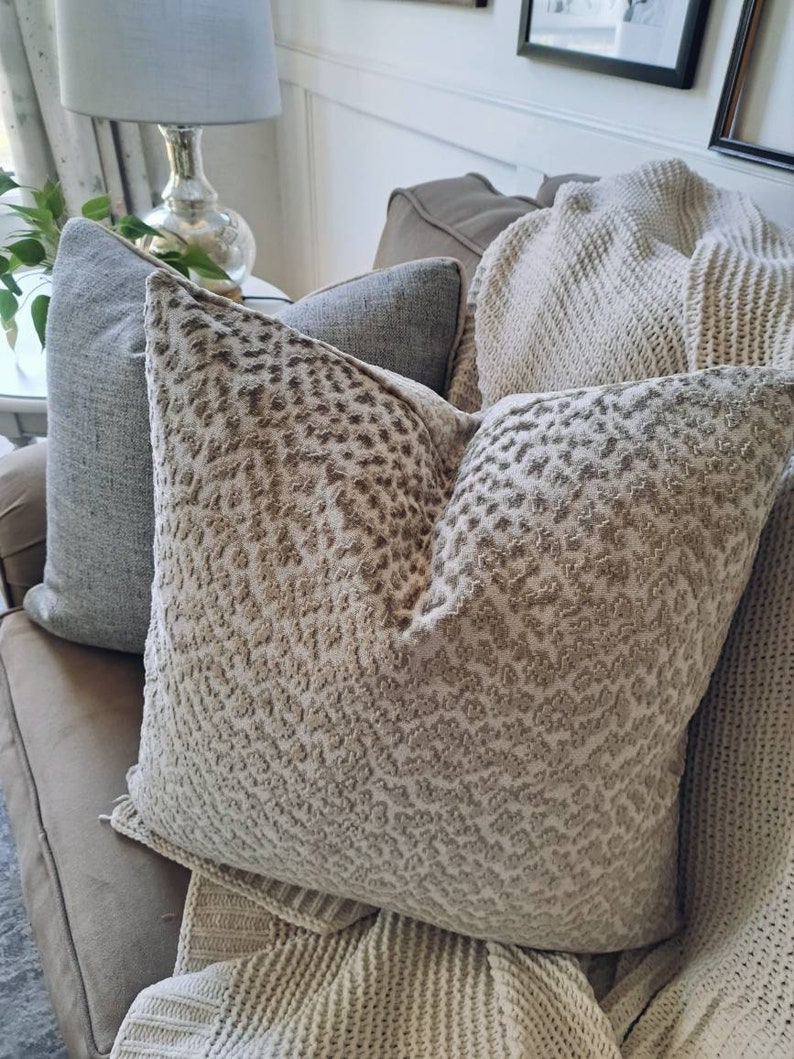 Cream and Tan Velvet Animal Print Pillow Cover Etsy