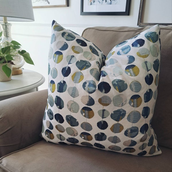 Contemporary pattern modern blue dot pillow cover