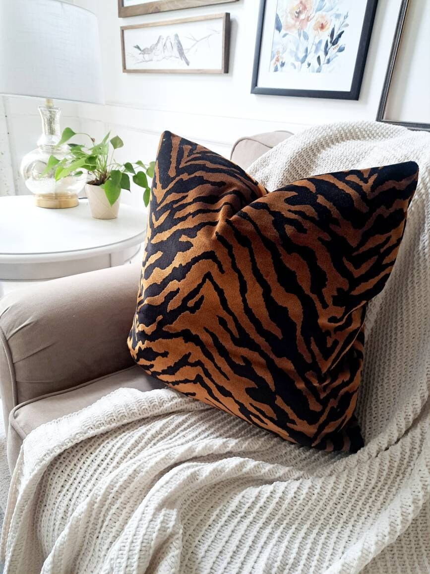 Tiger velvet pillow deals