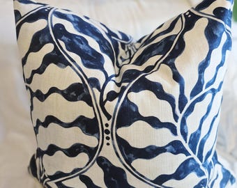 Navy Leaves Pillow Cover