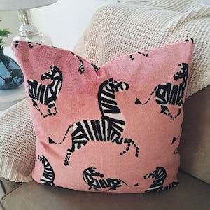 Pink dancing zebra pillow cover