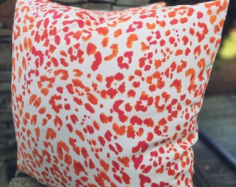 OUTDOOR Coral Orange Leopard Print Pillow Cover